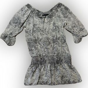 E32 Urban Behavior Black & White Paisley Peasant Tunic, Size L